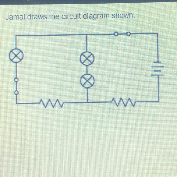 Jamal draws the circuit diagram shown.