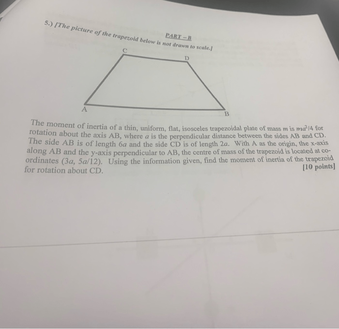 Moment of inertia of trapezoid